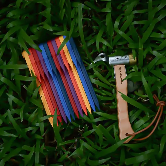 12 PCS Tent Stakes,AVOFOREST Heavy Duty Camping Stake Sturdy Novelty 8.1Inch Tent Pegs for Camping Patio, Garden, Canopies, Grassland, Outdoor (12pcs)