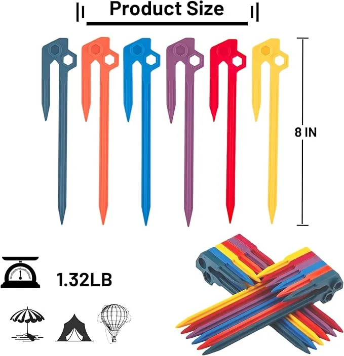 12 PCS Tent Stakes,AVOFOREST Heavy Duty Camping Stake Sturdy Novelty 8.1Inch Tent Pegs for Camping Patio, Garden, Canopies, Grassland, Outdoor (12pcs)
