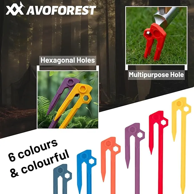 12 PCS Tent Stakes,AVOFOREST Heavy Duty Camping Stake Sturdy Novelty 8.1Inch Tent Pegs for Camping Patio, Garden, Canopies, Grassland, Outdoor (12pcs)