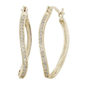1/4 cttw Diamond Wave Hoop Earrings in Yellow Gold plated Silver