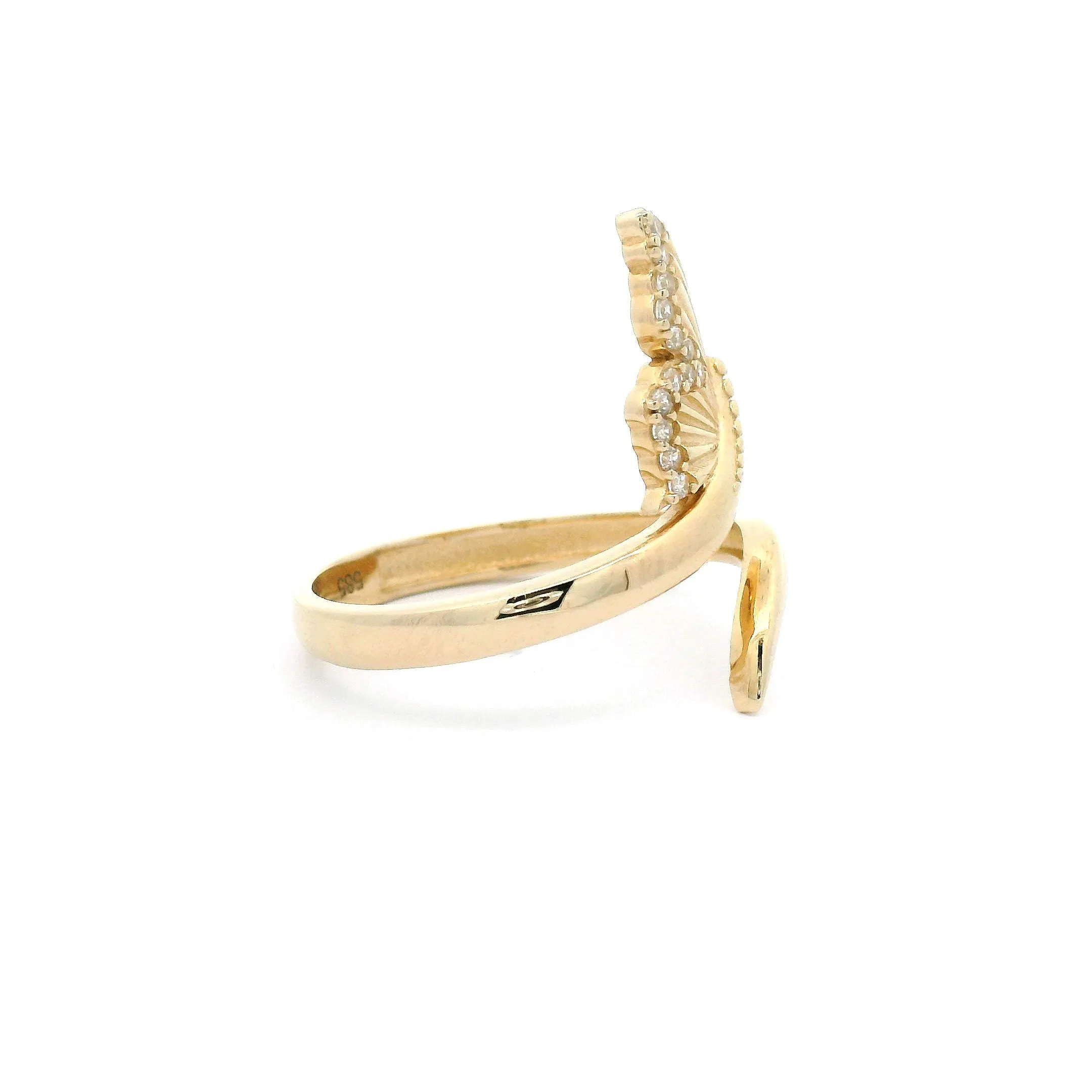 14k CZ Butterfly Open Ring