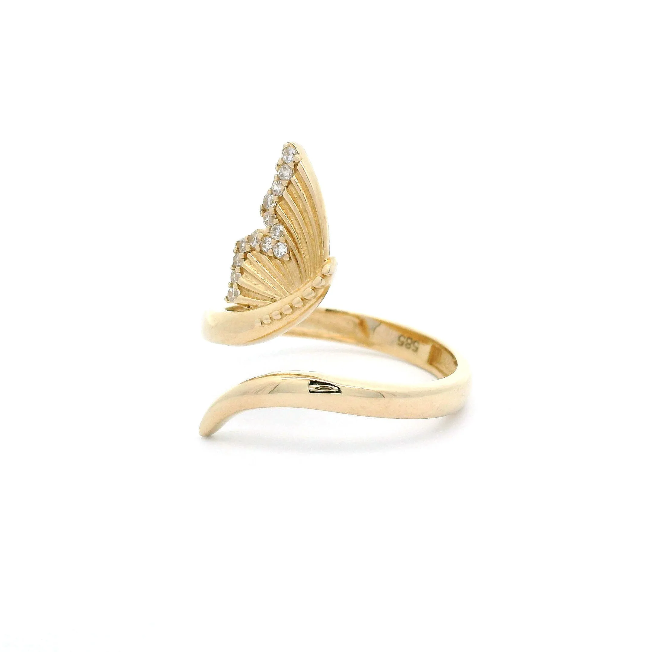 14k CZ Butterfly Open Ring