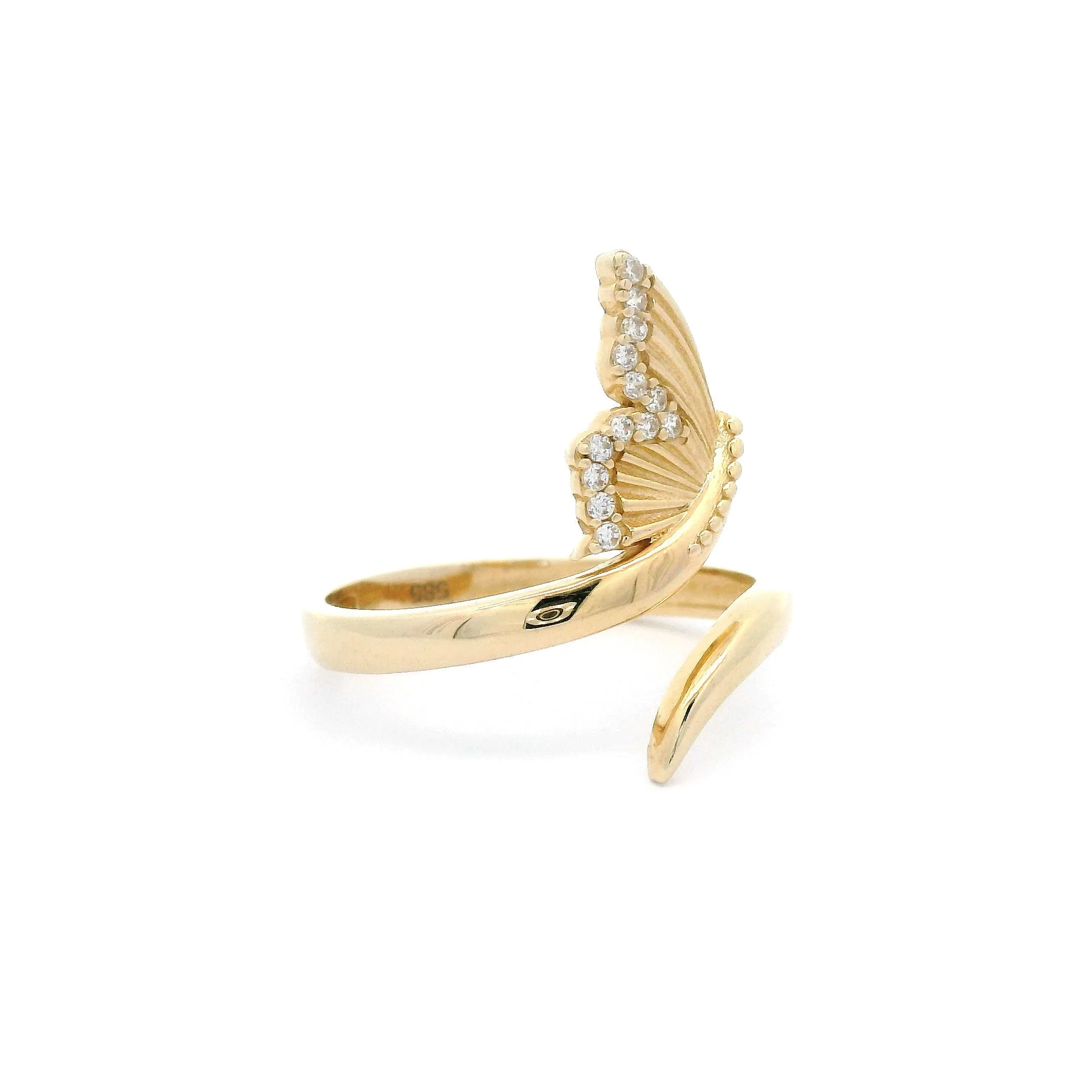 14k CZ Butterfly Open Ring