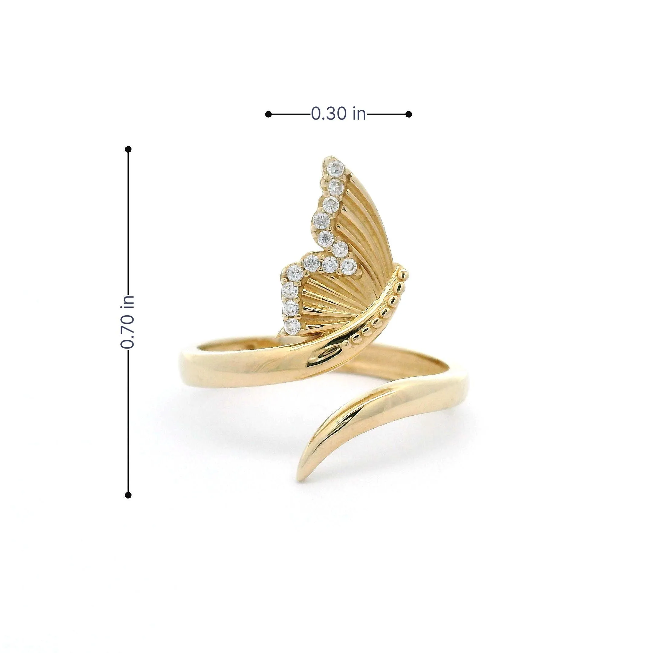 14k CZ Butterfly Open Ring