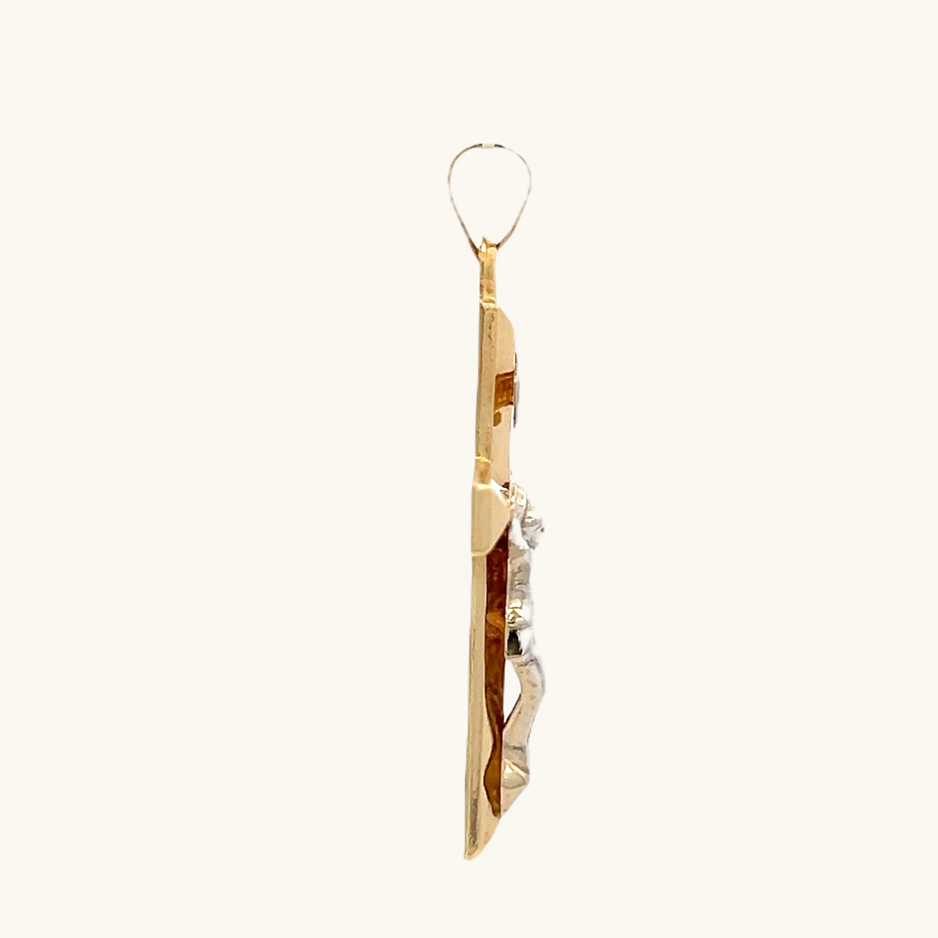 14K TWO-TONE GOLD INRI CRUCIFIX PENDANT