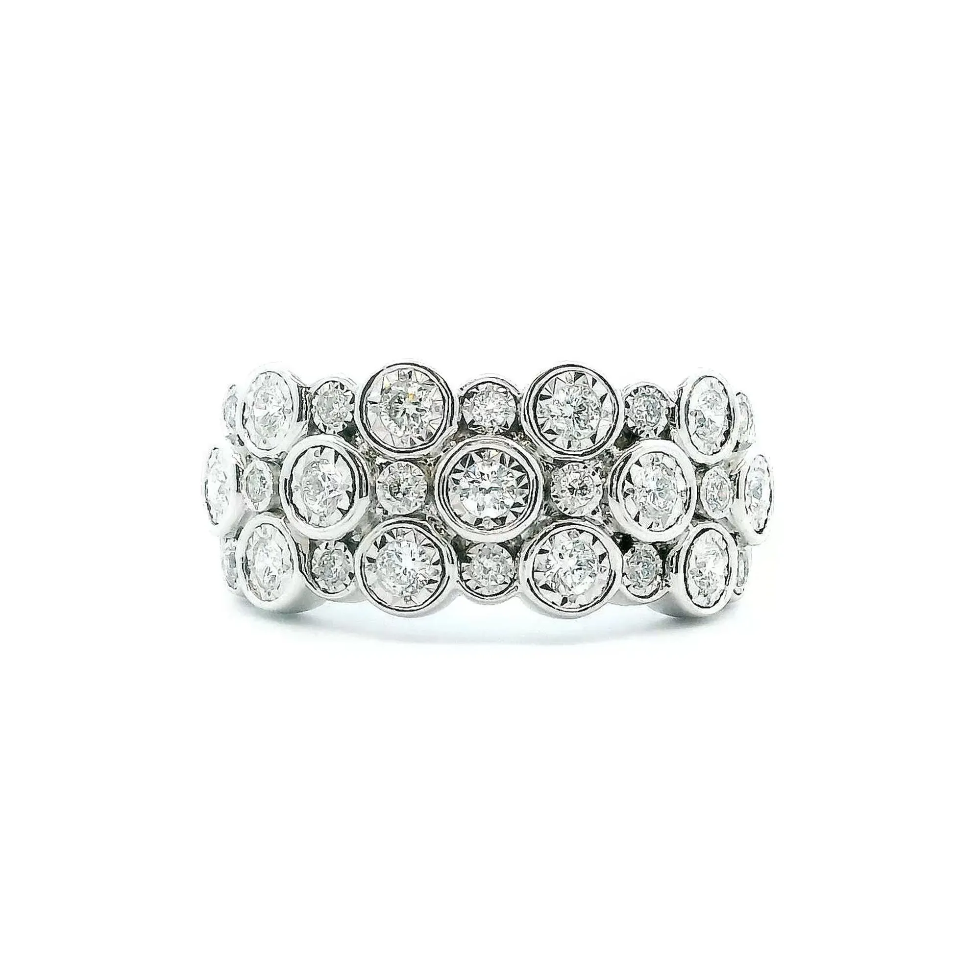 14K White Gold 0.51cttw. Diamond Multi Bubble Fashion Ring