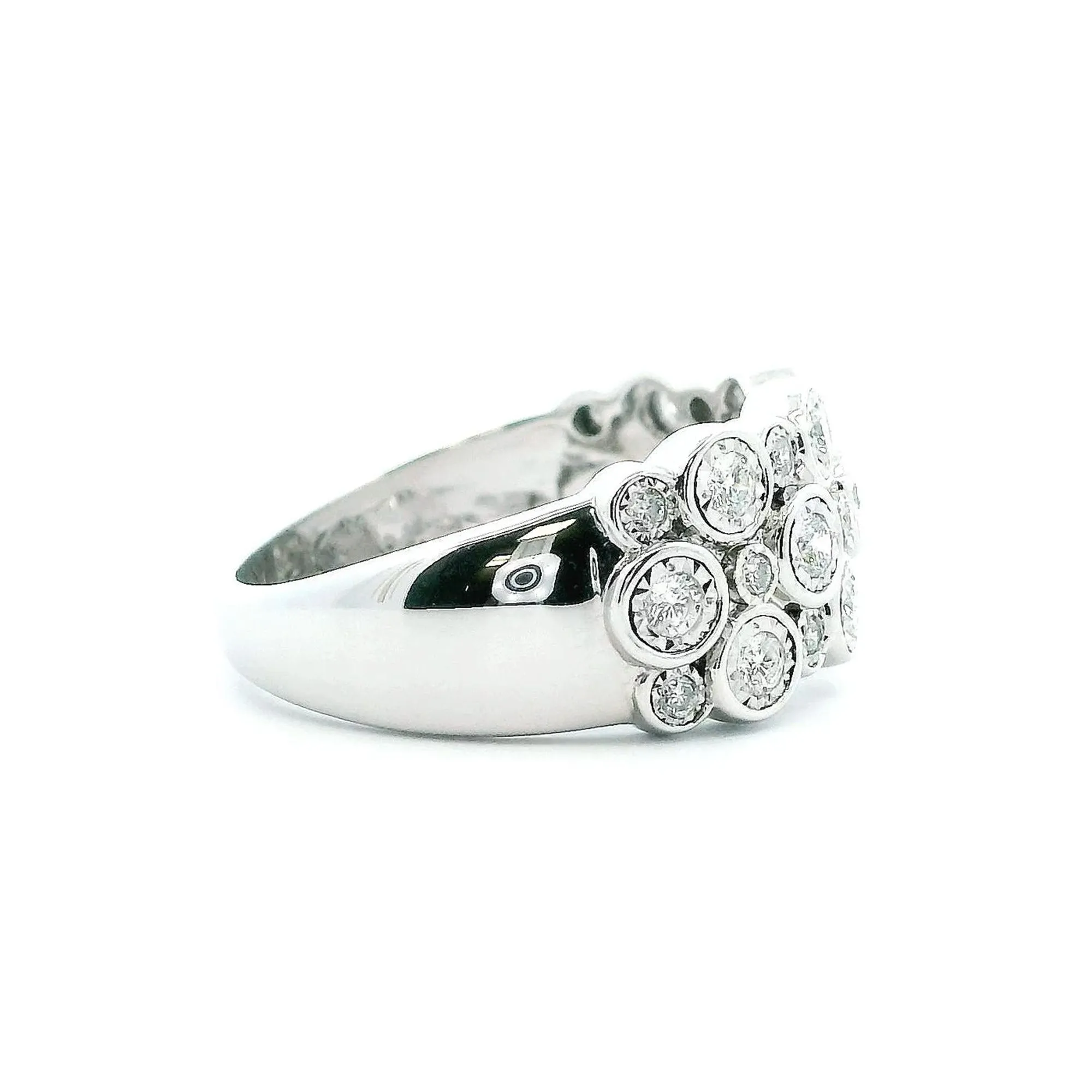 14K White Gold 0.51cttw. Diamond Multi Bubble Fashion Ring