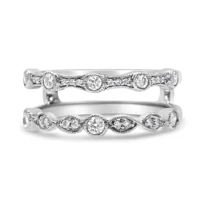 14K White Gold 1/3 Cttw Diamond Parallel Split Shank Wrap Ring Guard Enhancer (I-J Color, I2-I3 Clarity)
