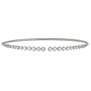 14k White Gold Graduated Diamond Coil Cuff Bracelet, D=0.66tw