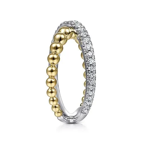 14K White-Yellow Gold Bujukan Diamond Criss Cross Ring