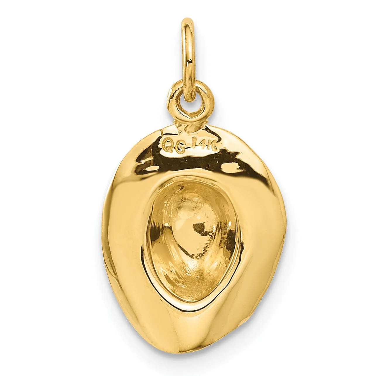 14k Yellow Gold Polished Finish 3-Dimensional Mens Hat Charm Pendant