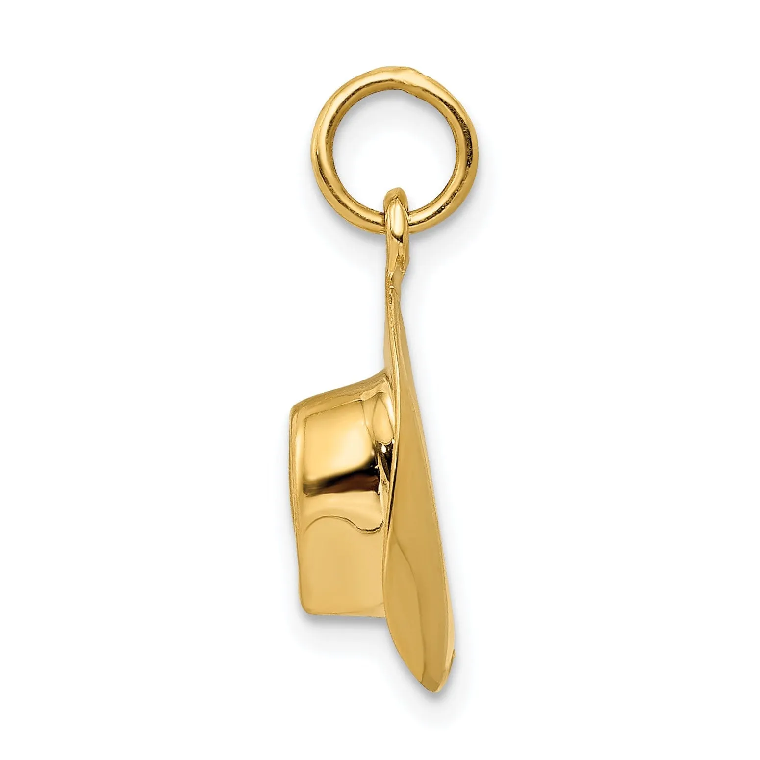 14k Yellow Gold Polished Finish 3-Dimensional Mens Hat Charm Pendant