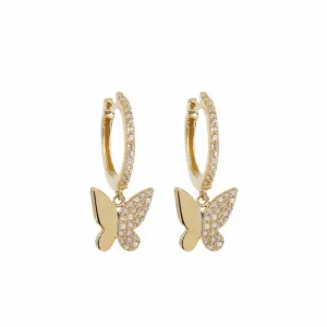 14KT Gold Diamond Butterfly Earrings