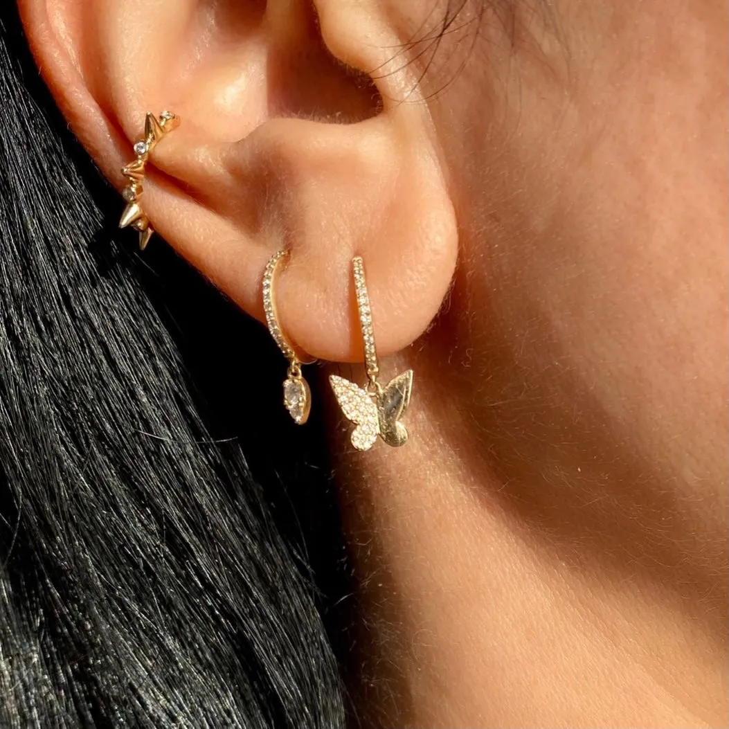 14KT Gold Diamond Butterfly Earrings