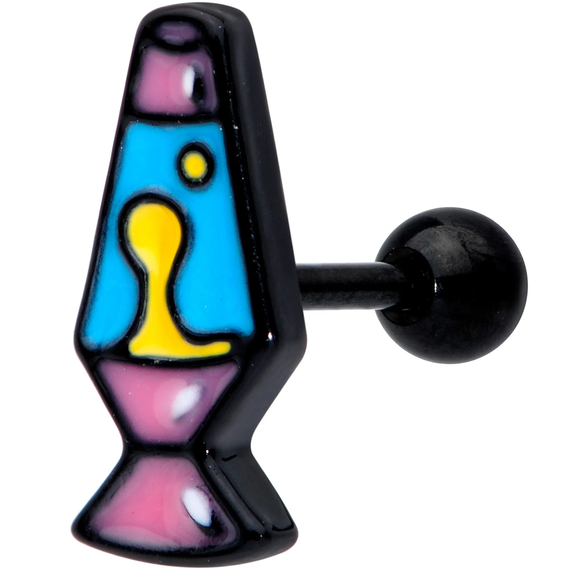 16 Gauge 1/4 Black Retro Lava Lamp Cartilage Tragus Earring