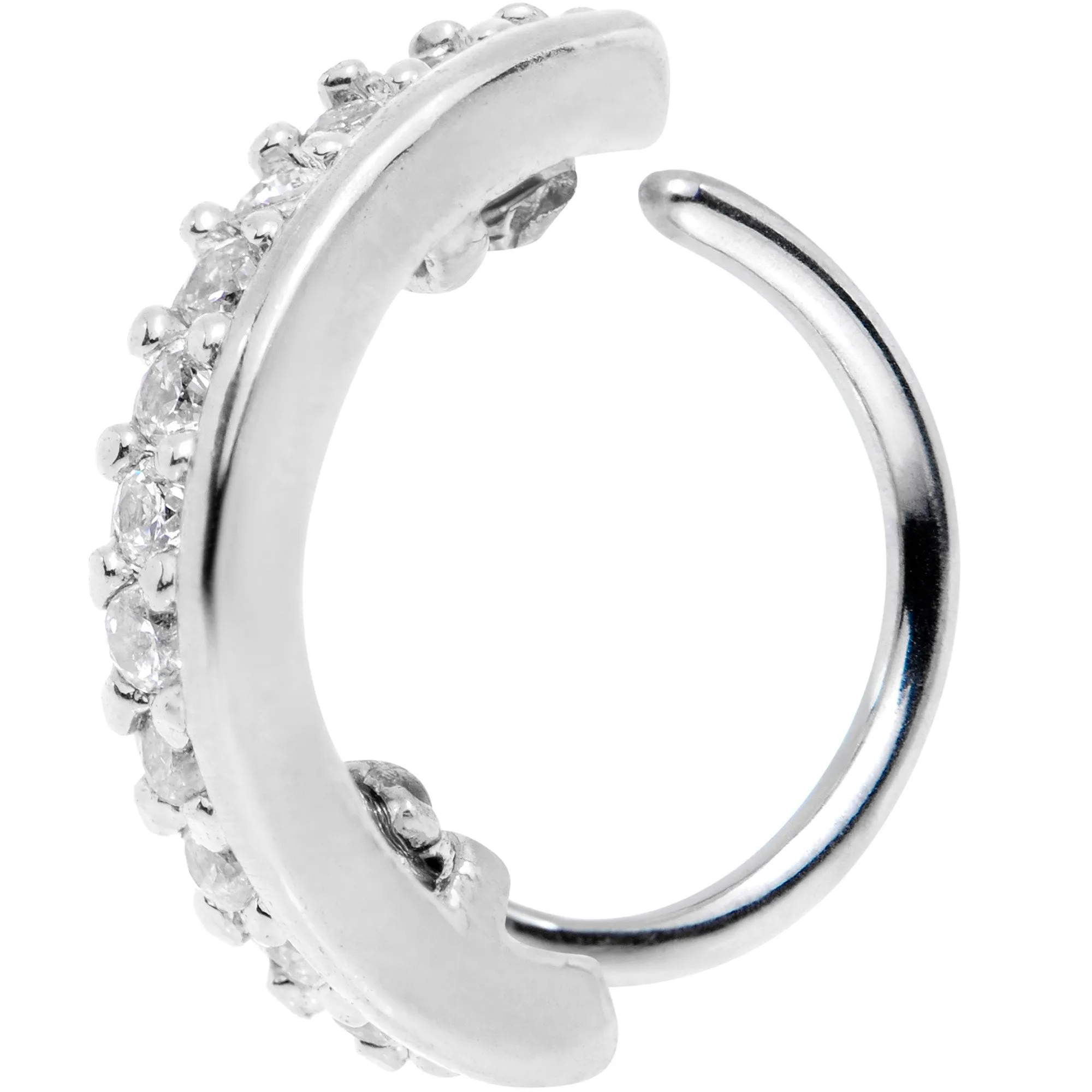 18 Gauge Clear CZ Gem Sleek Seamless Circular Ring