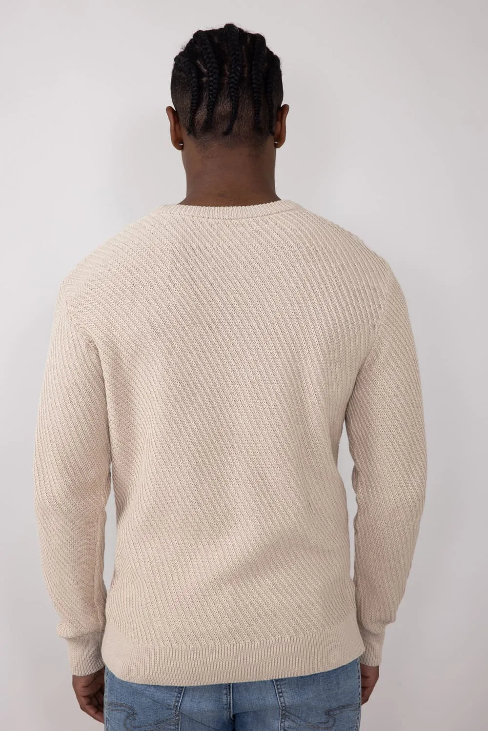1897 Original Diagonal Crewneck Knit Sweater for Men in Peyote Beige | 2444GL-PEYOTE