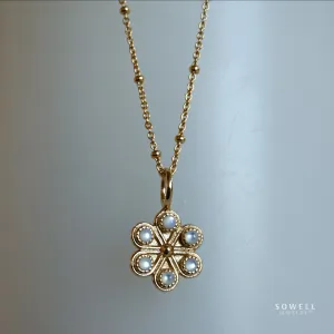 18K Gold Iris Necklace - Mother Of Pearl