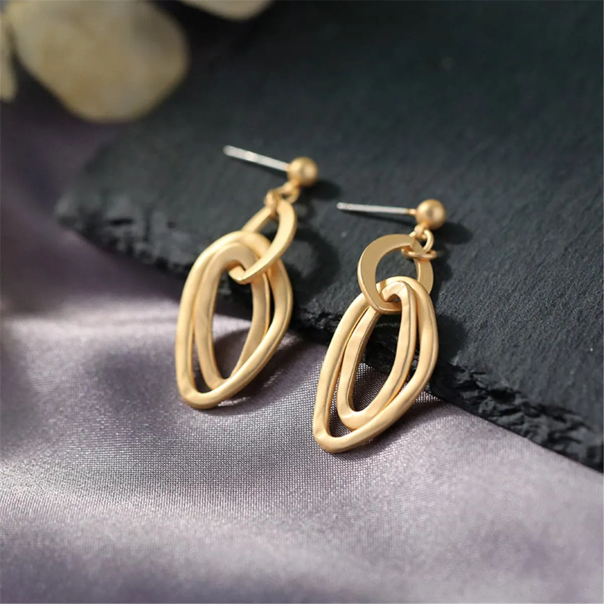 18K Gold-Plated Open Layer Drop Earrings