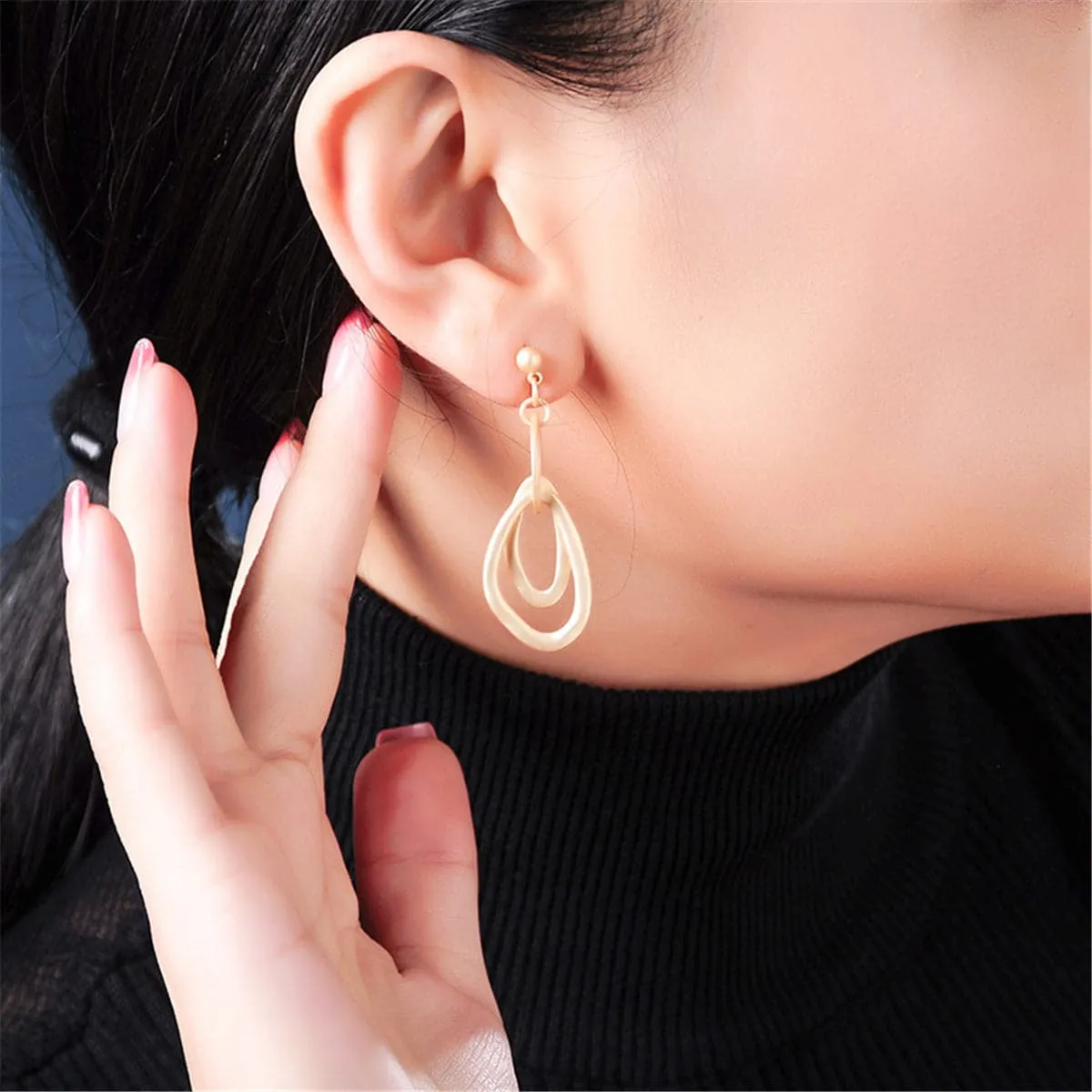 18K Gold-Plated Open Layer Drop Earrings