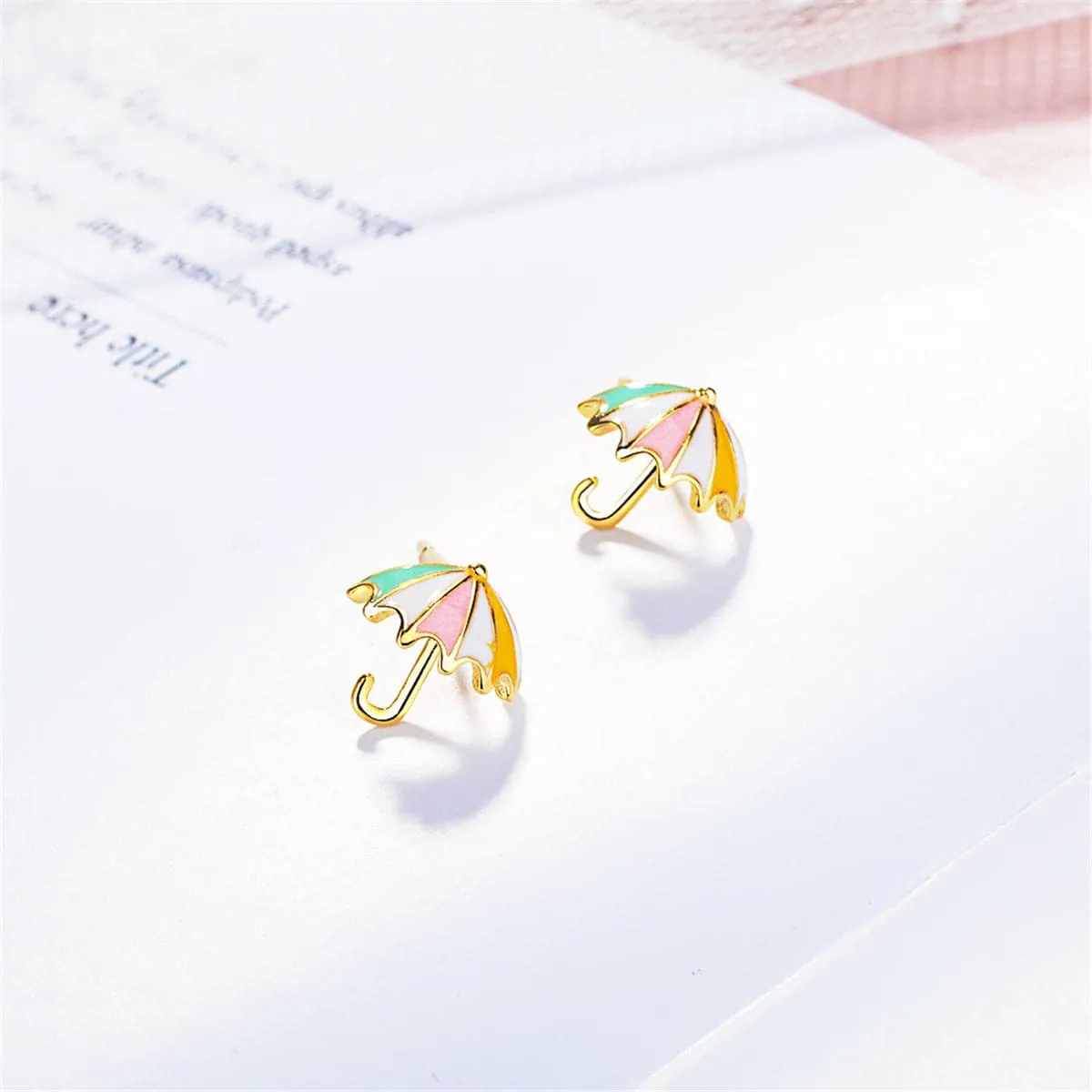 18K Gold-Plated Umbrella Stud Earrings