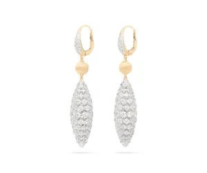 18K Yellow Gold Drop Earrings With Diamond Clip