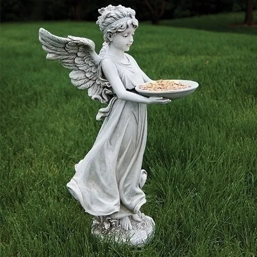 18"H Angel Bird-feeder Garden Statue