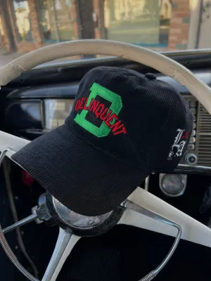 1940's Style Logo 5 Panel Corduroy Snap Back Cap in Black