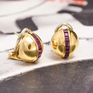 1960s Space Age Ruby Orb Earrings