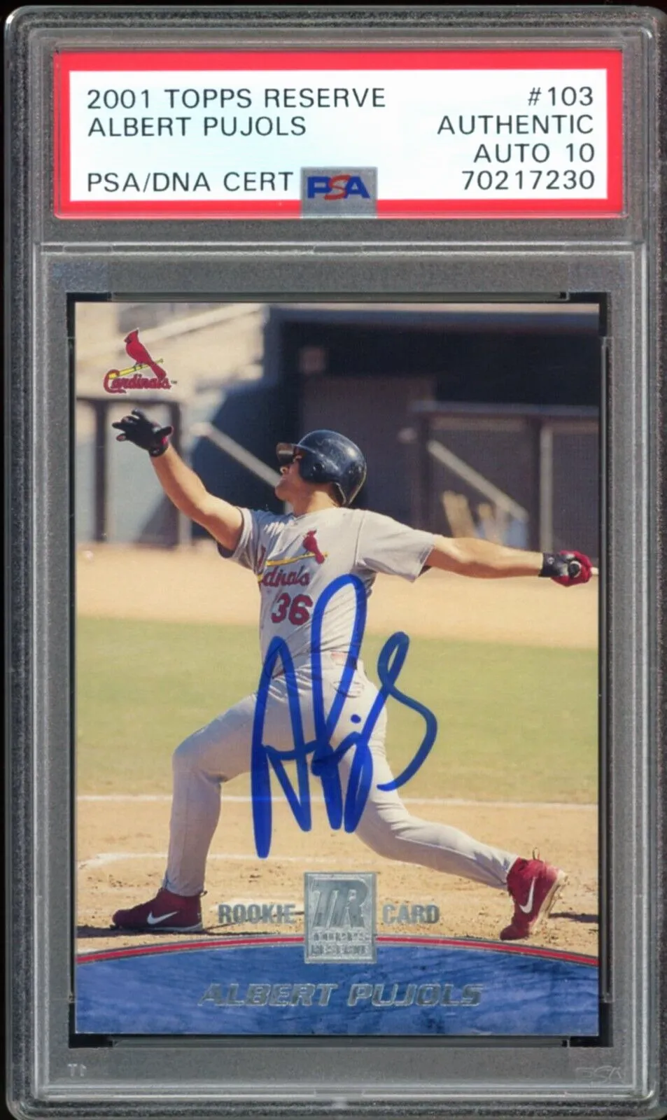 2001 Topps Reserve #103 Albert Pujols RC Rookie On Card PSA Authentic Auto 10