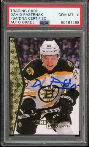 2014-15 SP Authentic #94-86 David Pastrnak RC On Card PSA/DNA Auto GEM MINT 10