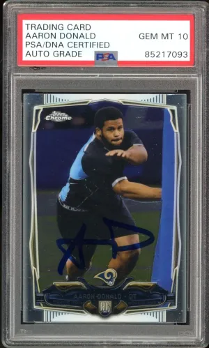 2014 Topps Chrome #175 Aaron Donald RC Rams PSA/DNA Auto Grade GEM MINT 10