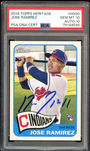 2014 Topps Heritage Jose Ramirez Guardians RC On Card PSA 10/10 Auto GEM MINT
