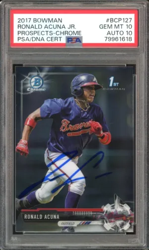 2017 Bowman Chrome #BCP127 Ronald Acuna Jr. RC On Card PSA 10/10 Auto GEM MINT