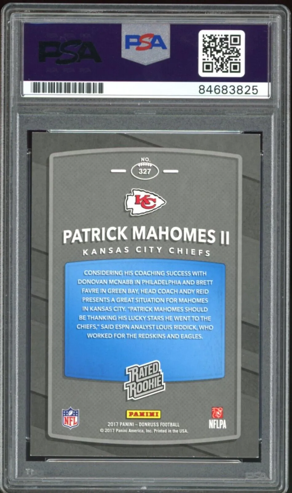 2017 Donruss Rated Rookie Patrick Mahomes RC White Ink PSA/DNA Auto GEM MINT 10