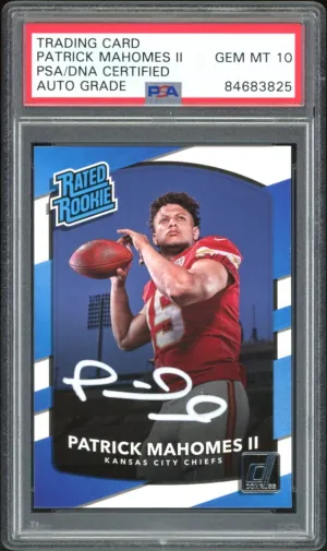 2017 Donruss Rated Rookie Patrick Mahomes RC White Ink PSA/DNA Auto GEM MINT 10