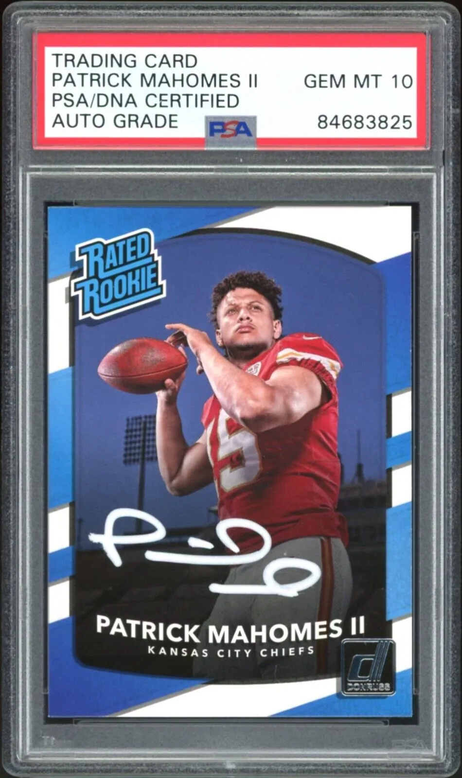2017 Donruss Rated Rookie Patrick Mahomes RC White Ink PSA/DNA Auto GEM MINT 10