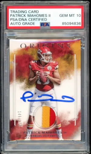 2017 Panini Origins #'d Jersey Patch Patrick Mahomes RC PSA/DNA Auto GEM MINT 10