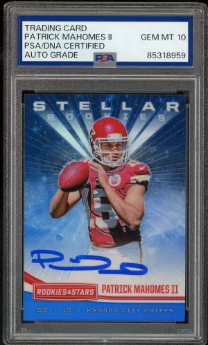 2017 Panini Rookies & Stars Stellar Patrick Mahomes RC PSA/DNA Auto GEM MINT