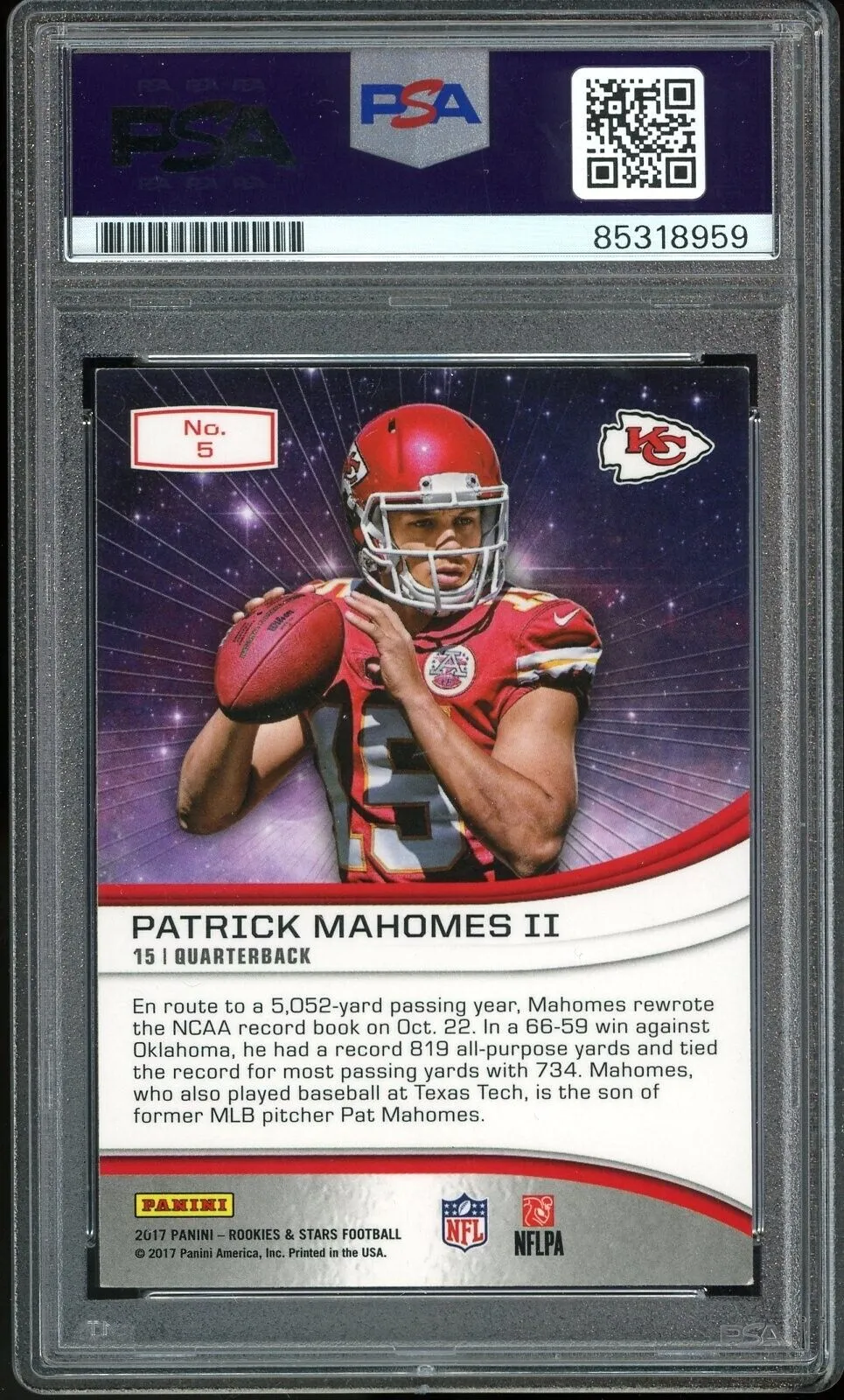 2017 Panini Rookies & Stars Stellar Patrick Mahomes RC PSA/DNA Auto GEM MINT