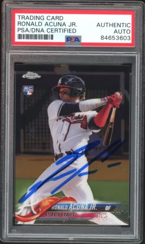 2018 Topps Chrome #193 Ronald Acuna Jr. RC Rookie PSA/DNA Auto Authentic