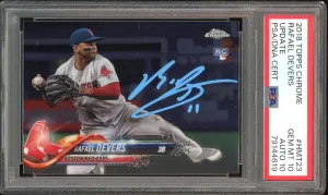 2018 Topps Chrome Update #HMT23 Rafael Devers RC On Card PSA 10/10 Auto GEM MINT