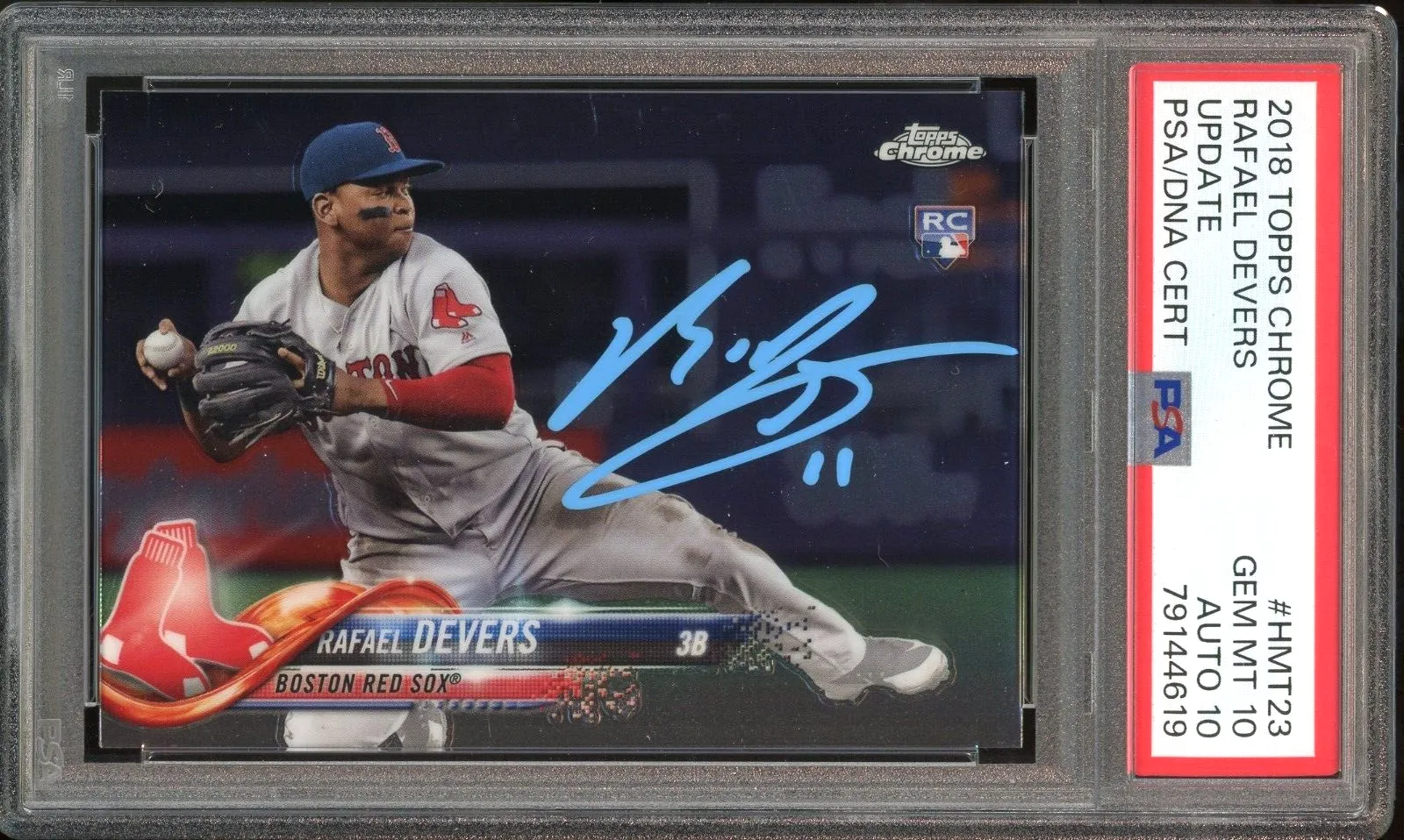 2018 Topps Chrome Update #HMT23 Rafael Devers RC On Card PSA 10/10 Auto GEM MINT