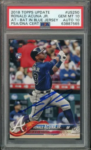 2018 Topps Update #US250 Ronald Acuna Jr. RC Rookie PSA 10/10 Auto Gem Mint