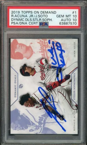 2019 Topps Demand #1 Juan Soto/Ronald Acuna Jr RC Rookie PSA 10/10 Auto Gem Mint