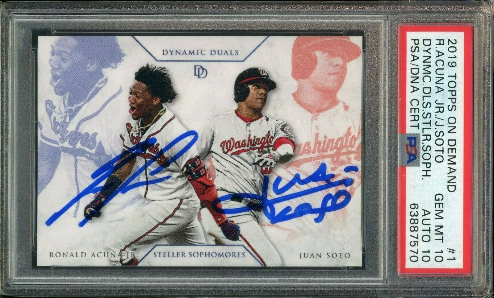 2019 Topps Demand #1 Juan Soto/Ronald Acuna Jr RC Rookie PSA 10/10 Auto Gem Mint
