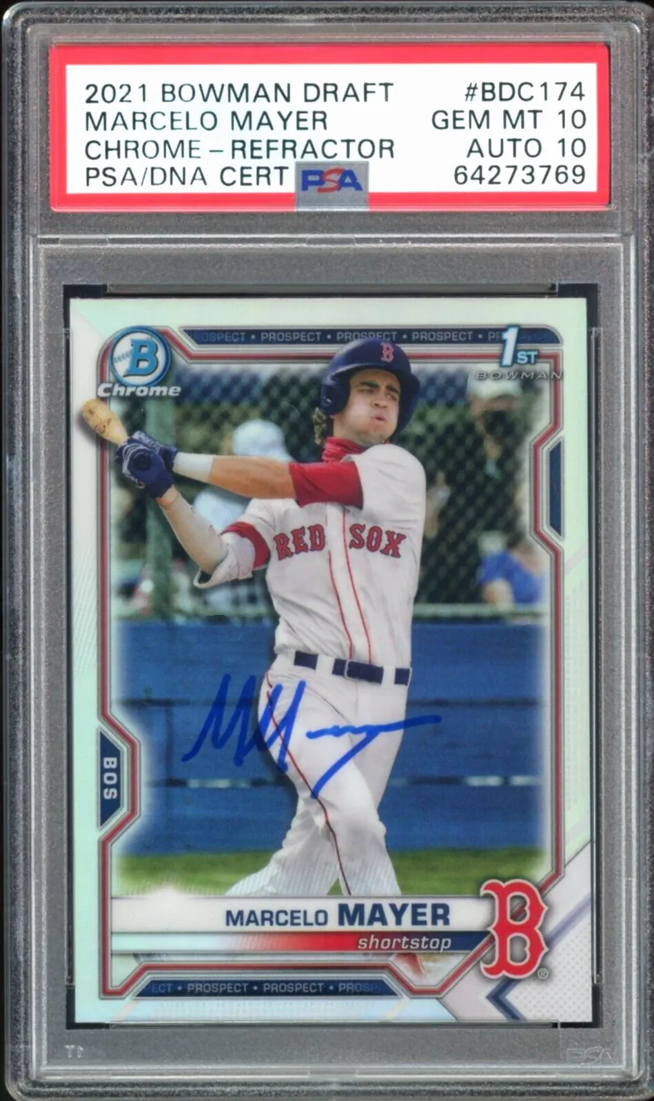 2021 Bowman Draft Chrome Refractor Marcelo Mayer RC PSA 10/10 Auto GEM MINT