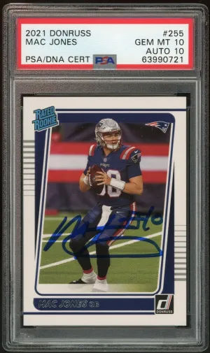 2021 Panini Donruss Rated Rookie #255 Mac Jones RC Patriots PSA 10/10 Auto BAS