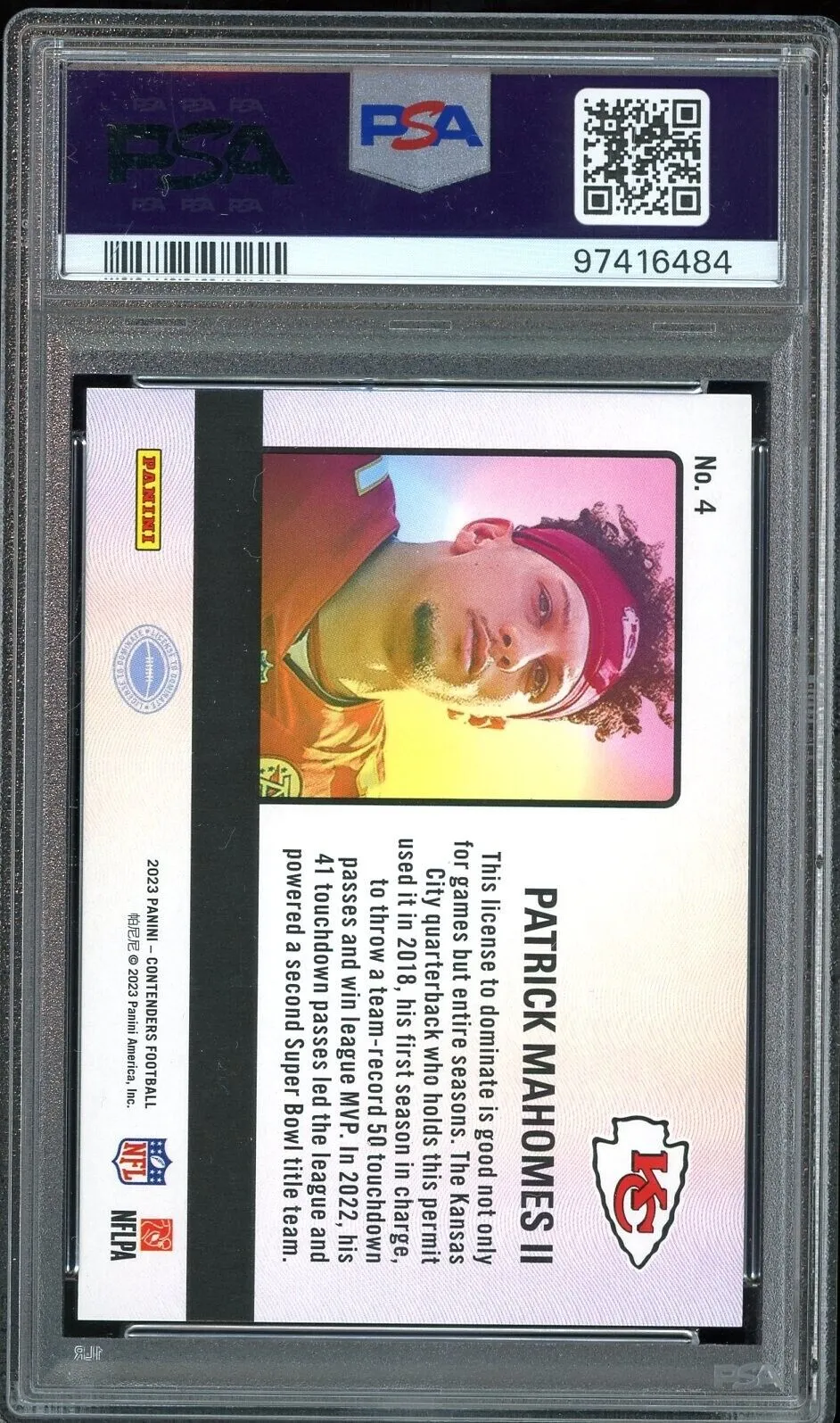 2023 Panini Contenders License Patrick Mahomes PSA 10/10 Auto GEM MINT Pop 1