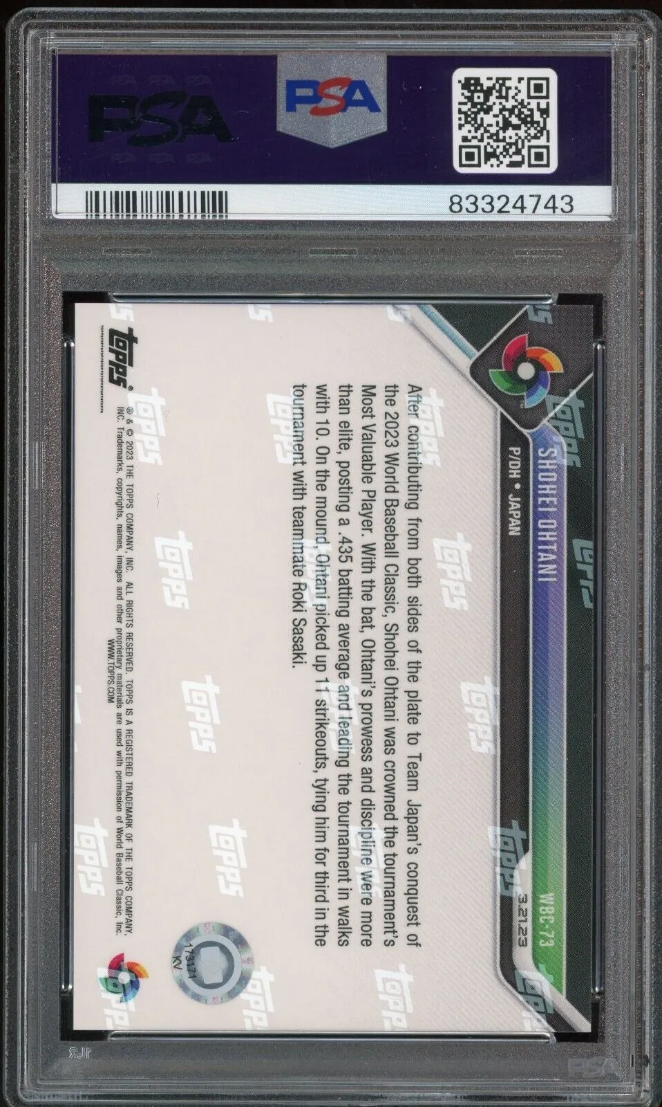 2023 Topps Now World Baseball Shohei Ohtani On Card PSA/DNA 10/10 Auto GEM MINT